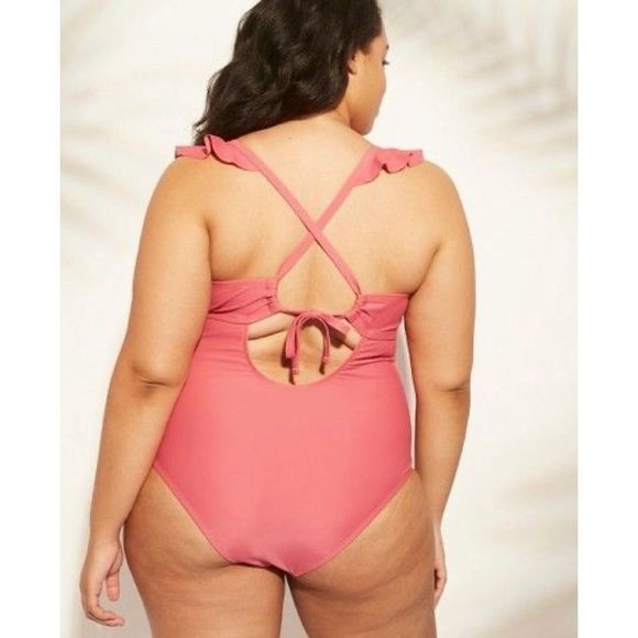 Xhilration Mauve Ruffle Bathing Suit NWOT - Picture 1 of 5